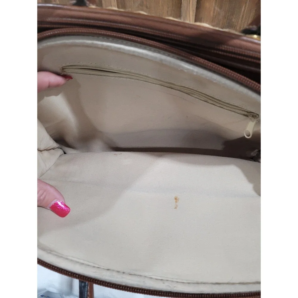 Rosetti Woven Bag With Brown Vinyl Trim And  handles